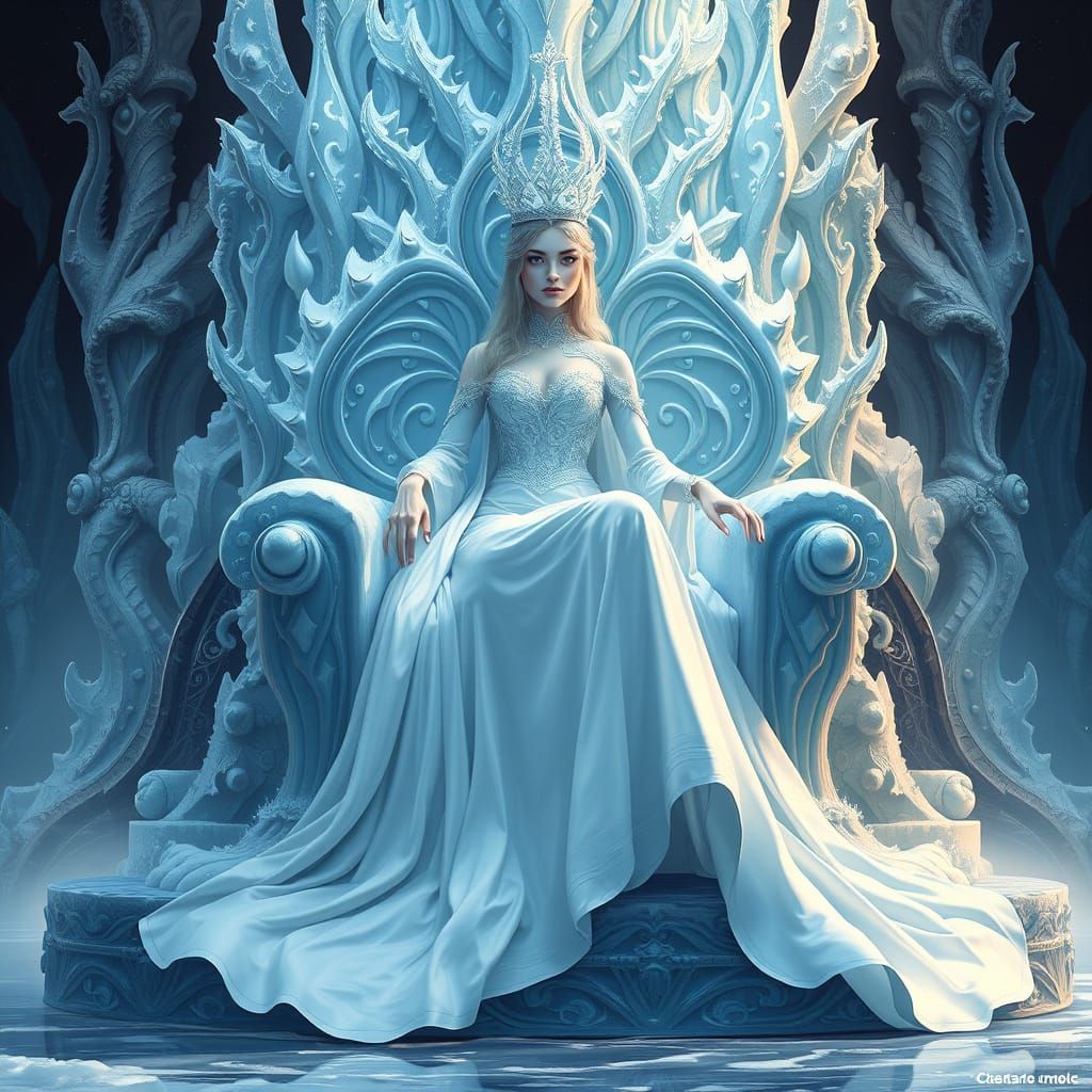 Fantasy Ice Queen on Ice Throne