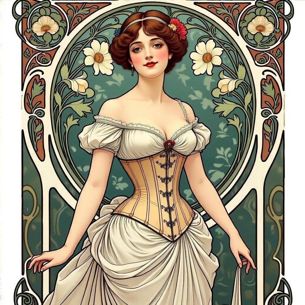 Belle Époque Parisian Woman in Art Nouveau Style