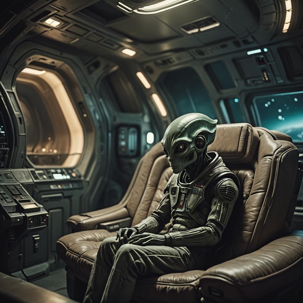 Cozy Alien Chamber in Spaceship: Cinematic Still