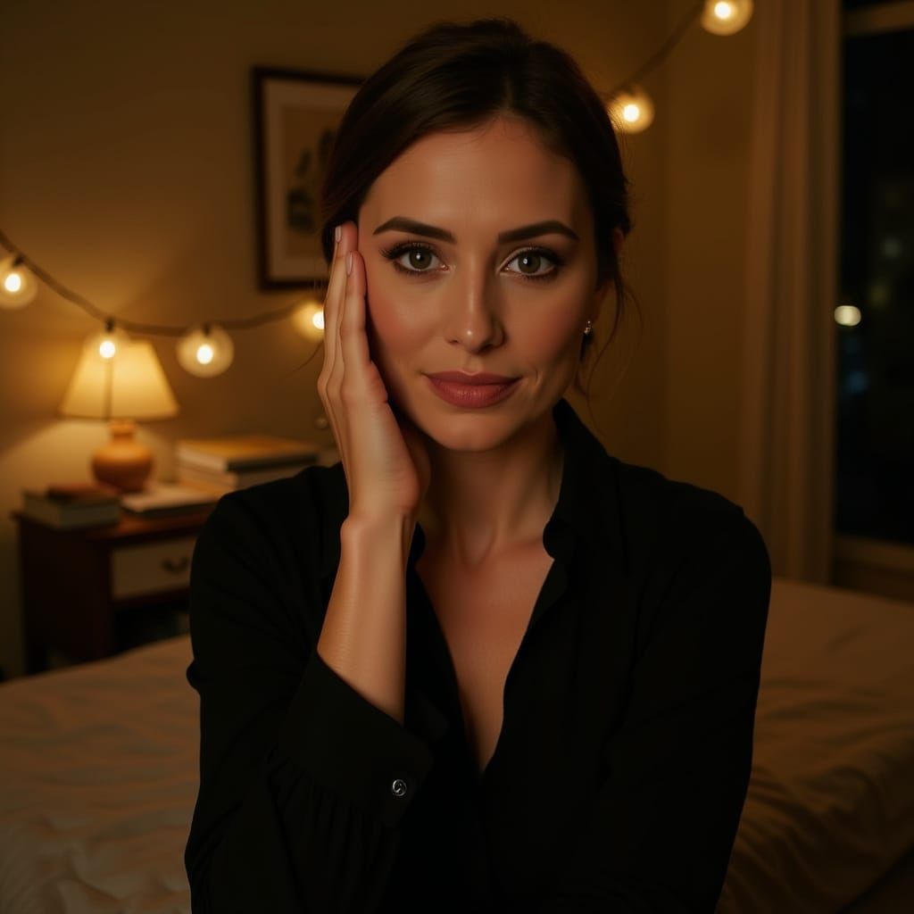 Jessica Alba iPhone Selfie in Dreamy Bedroom