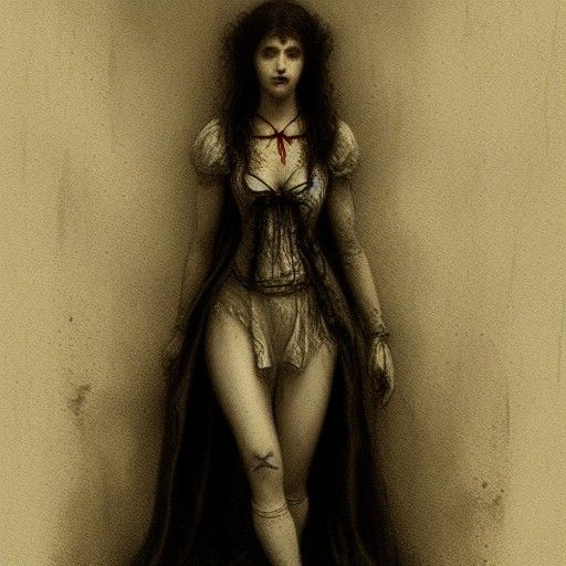 Lucy Westenra Portrait in Mystical Horror Style