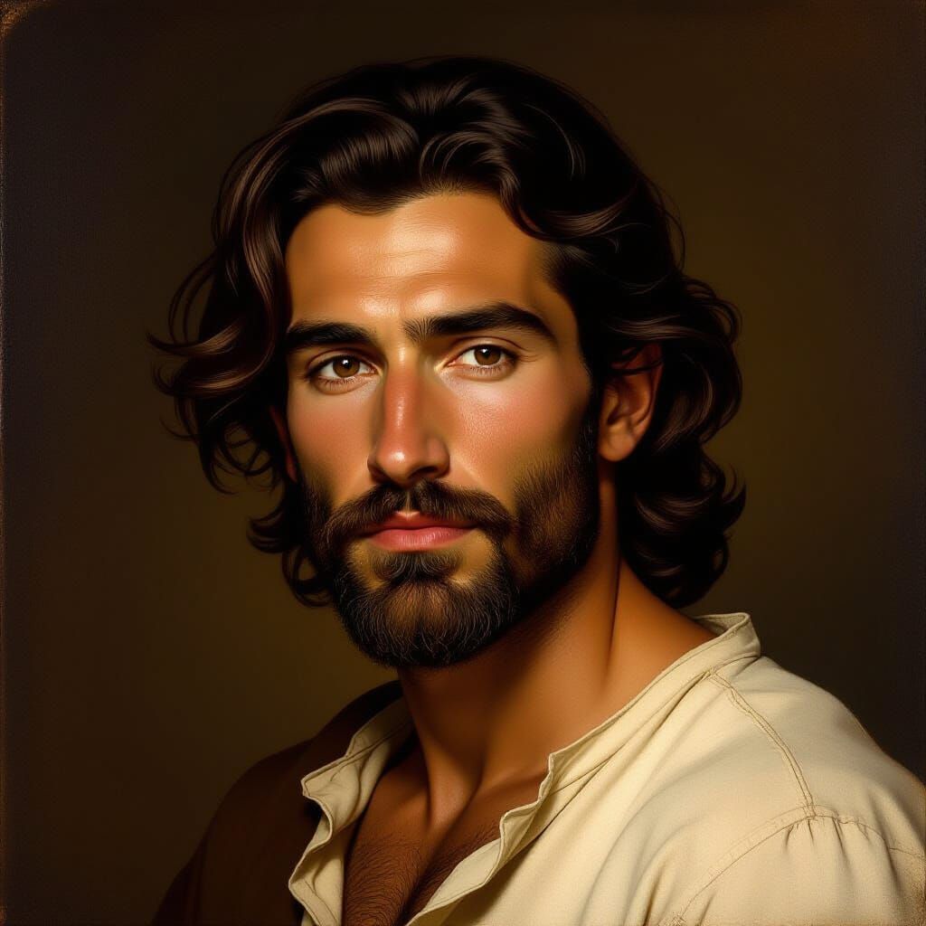 Melancholic Man Portrait in Dramatic Chiaroscuro Style