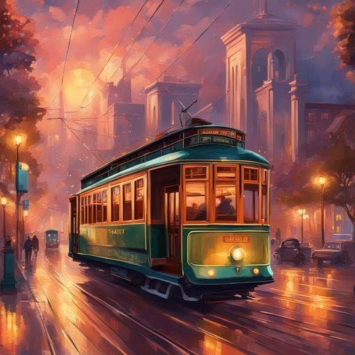 Romantic San Francisco Evening Oil Painting