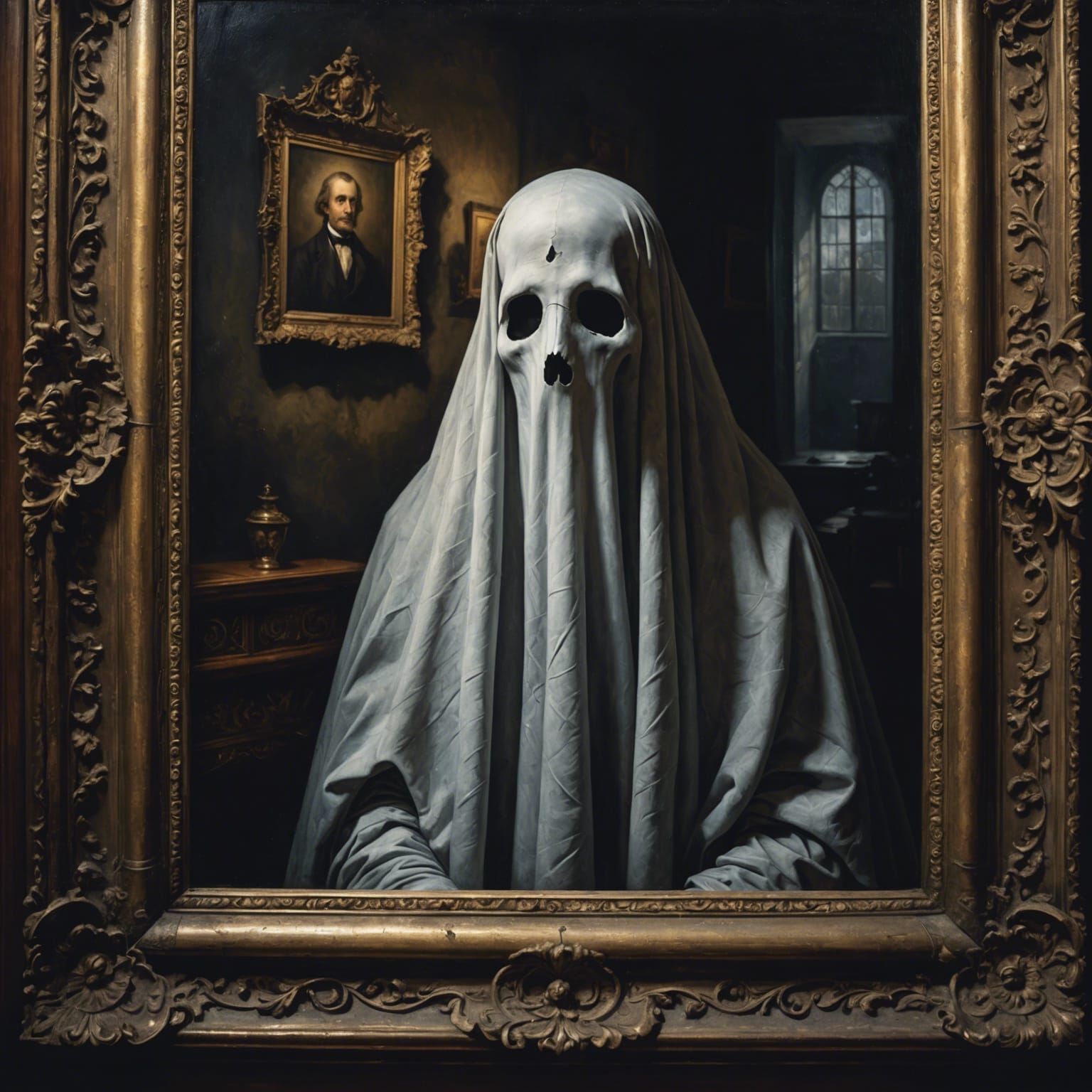 Hyperrealistic Ghost Hidden in Atmospheric Painting