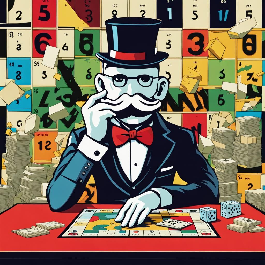 Monopoly Man Plays Risk in Pop Art Style