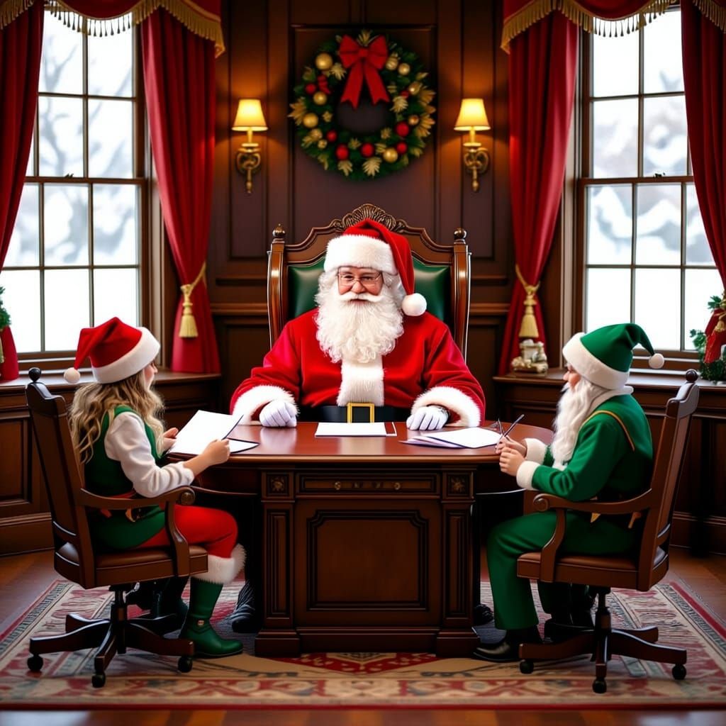 Santa Claus Interviews Elves for Toy Workshop