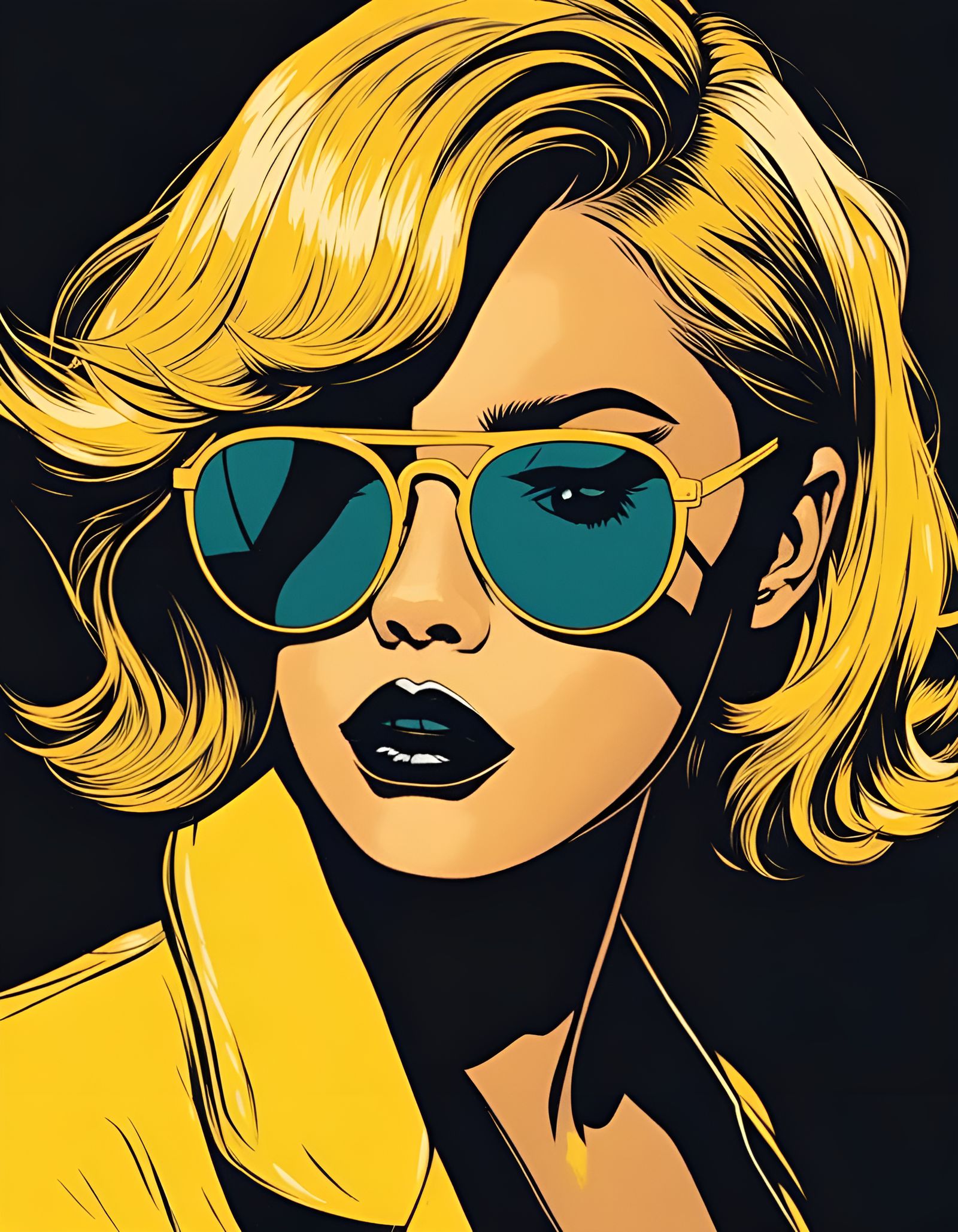 Anime Girl with Sunglasses in Film Noir Style