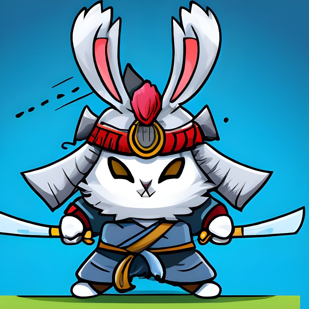 Cute Samurai Rabbit Warrior: Adorable Digital Art