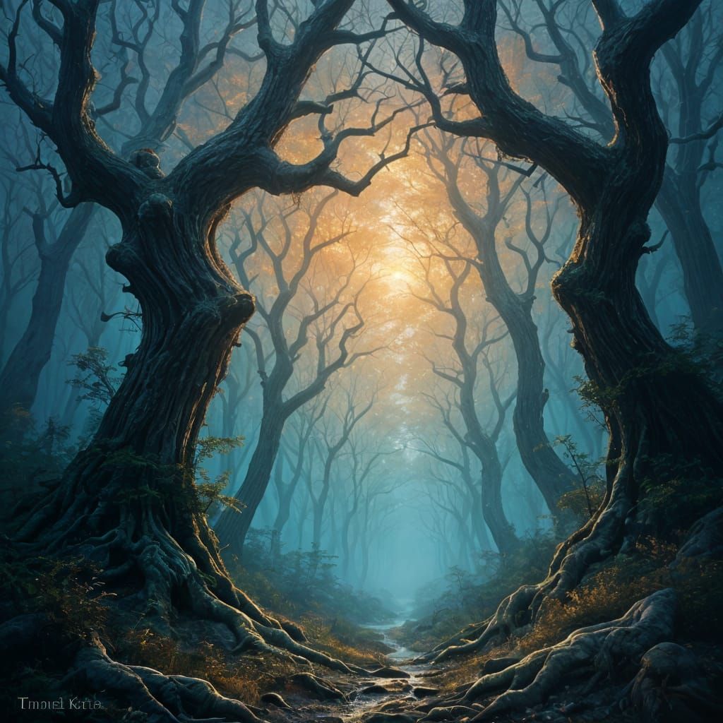 Ethereal Cosmic Forest With Hidden Number