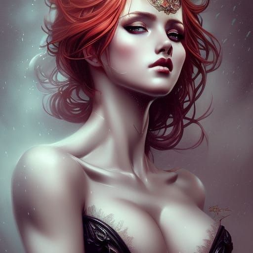 Beautiful Red-Haired Goddess in Hyper-Realistic Digital Art