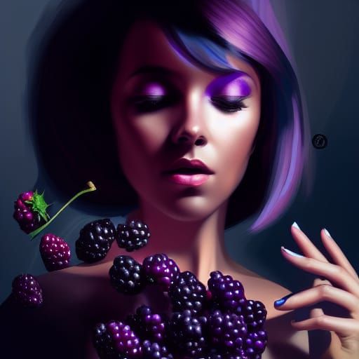 Chrome Blackberry Girl in Art Nouveau Style