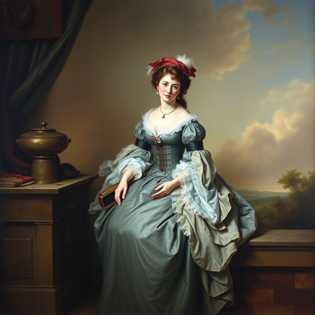Lady in Regal Attire, 18th Century Elegance