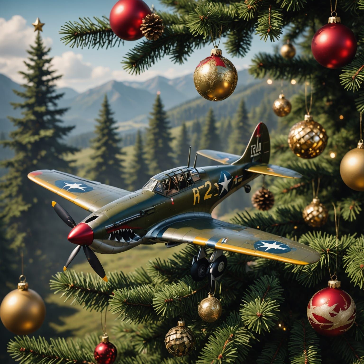 Warbird Christmas Tree Ornament in Vivid Color