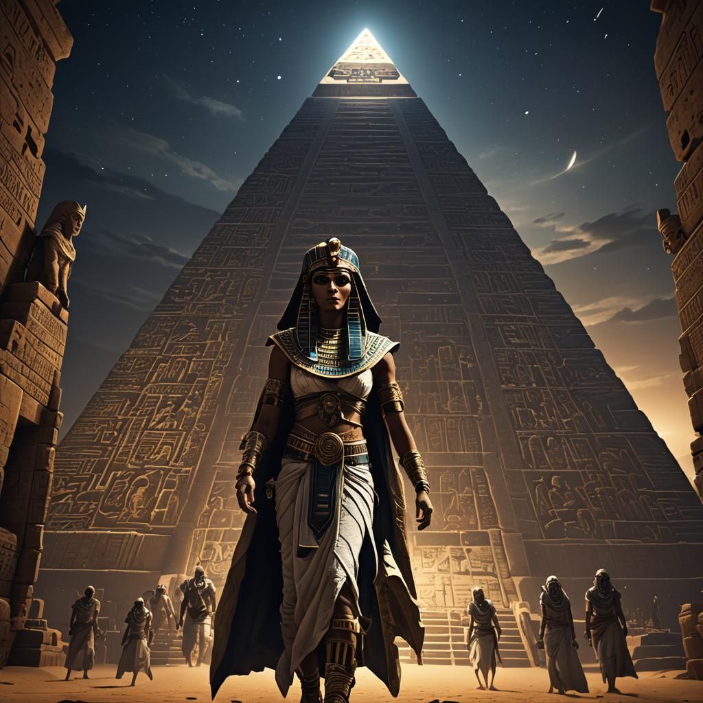 Egyptian Mummies Emerge on a Starry Night