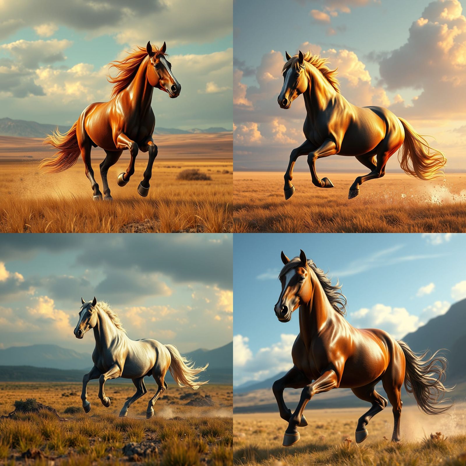 Photorealistic Horse Running Across a Fantasy Plain