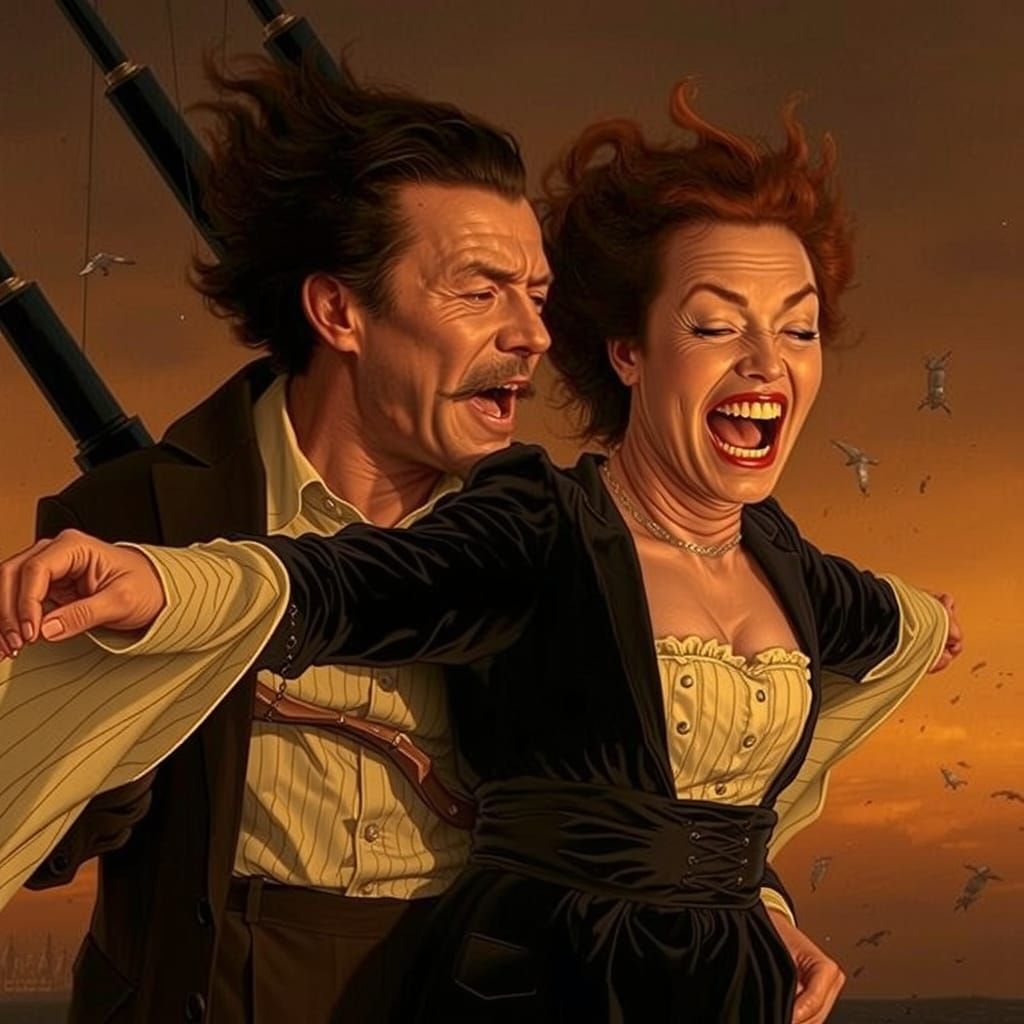 Titanic Sinking in Storm, Moebius-Style