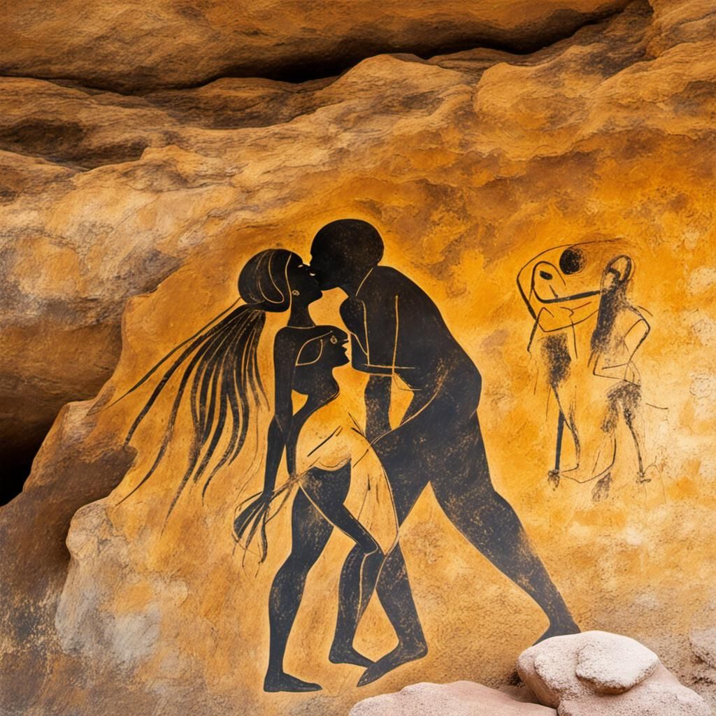Prehistoric Cave Art: Kissing Couple