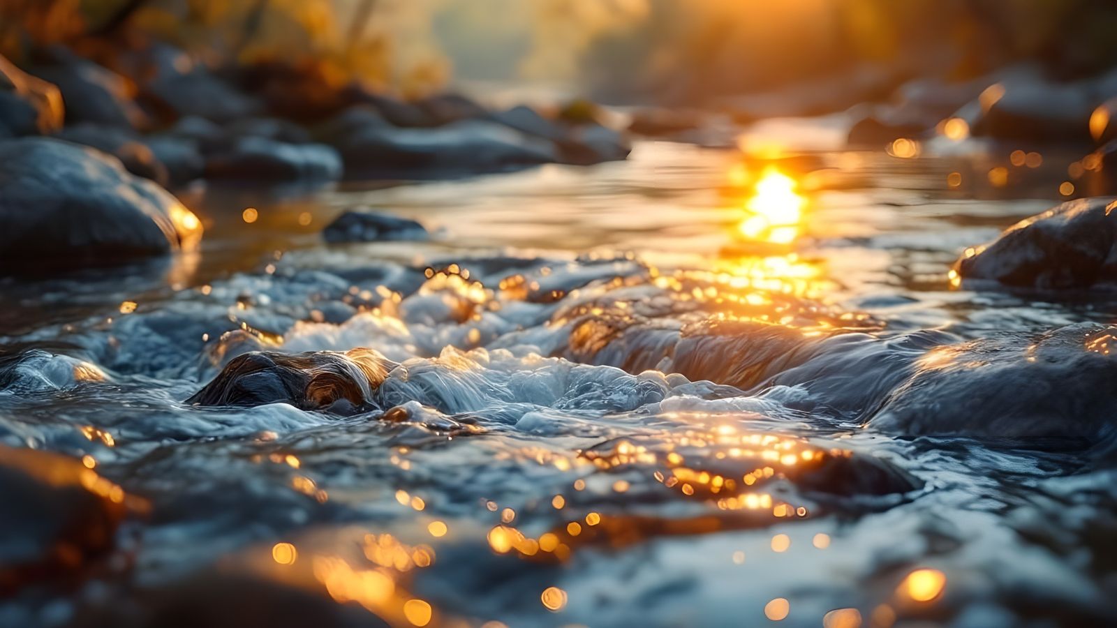 Serene River Scene at Golden Hour: Photorealistic Style