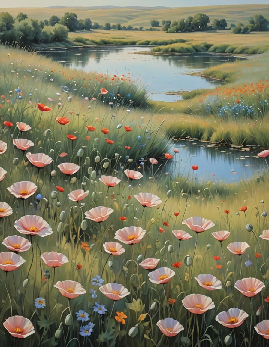 Pastoral Prairie Plateau in Pastel Painting Style