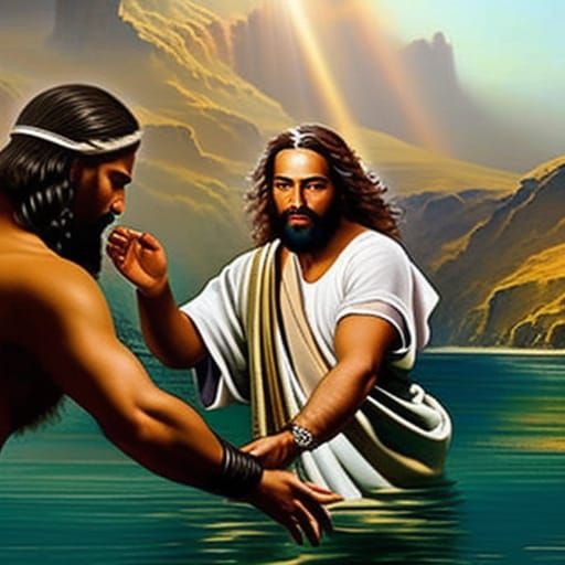 Jesus' Baptism in the Jordan River: Hyperrealistic Splash Ar...
