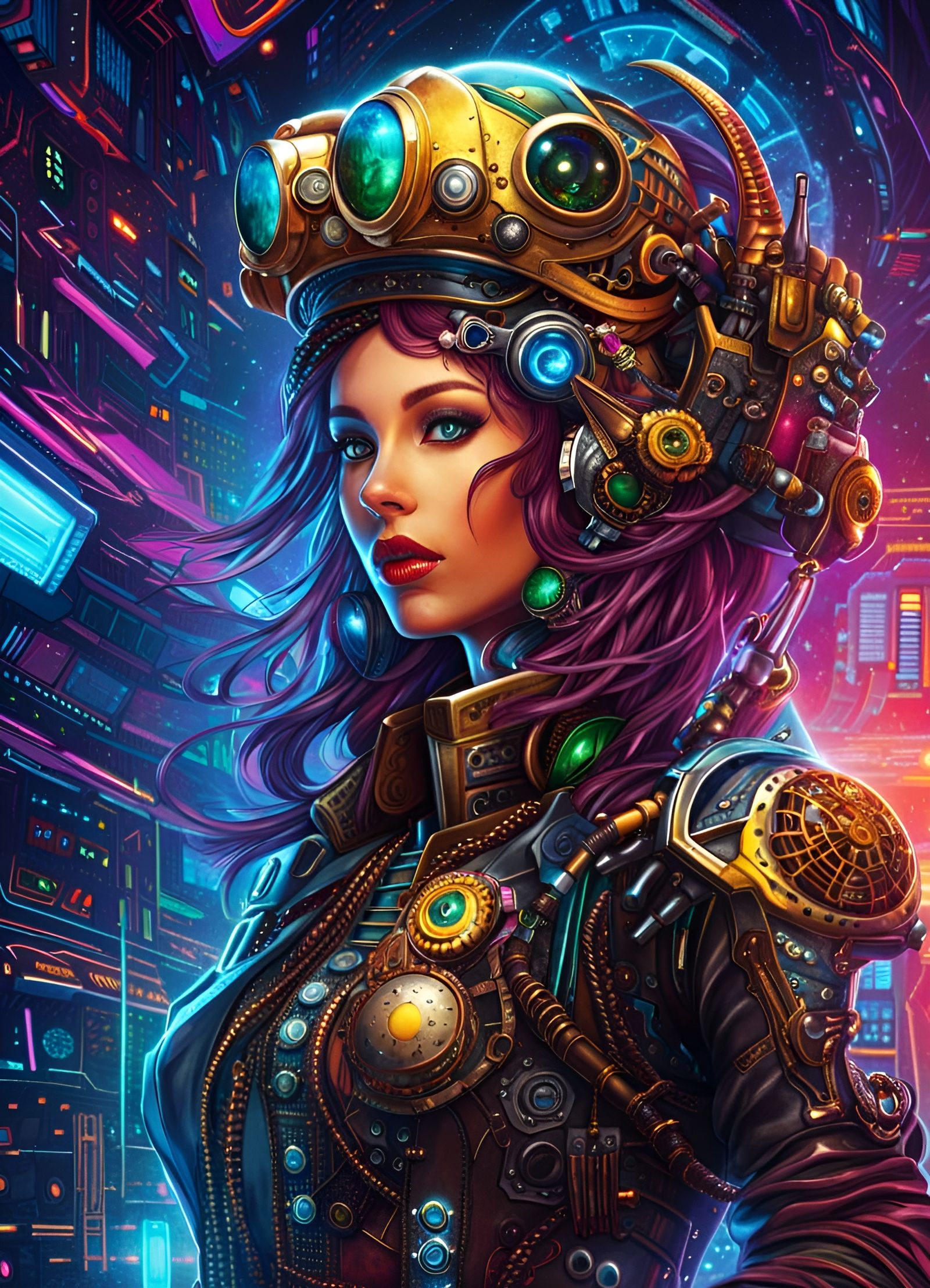 Cyberpunk Space Pirate Goddess