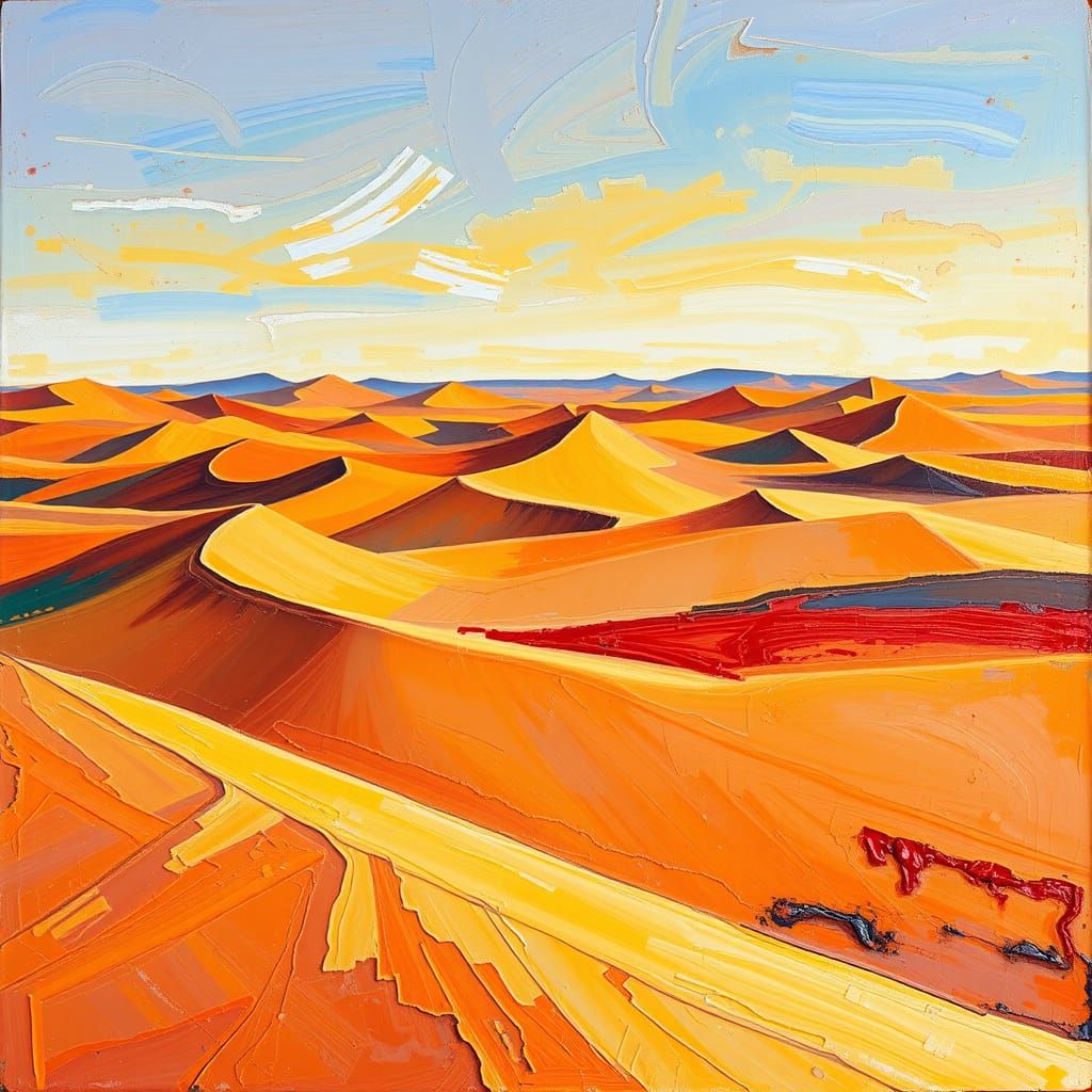 Sahara Desert in Neo-Impressionist Style