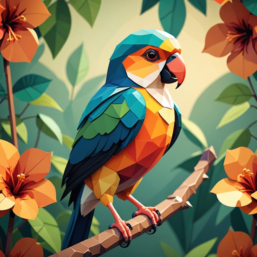 Low Poly Cute Polly Bird Illustration
