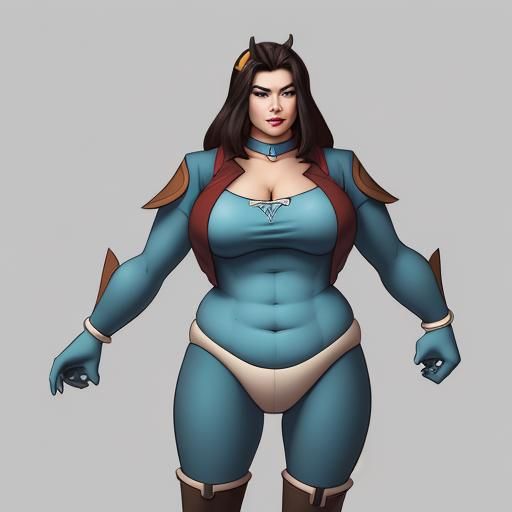 Cartoon Bison Woman with Horns