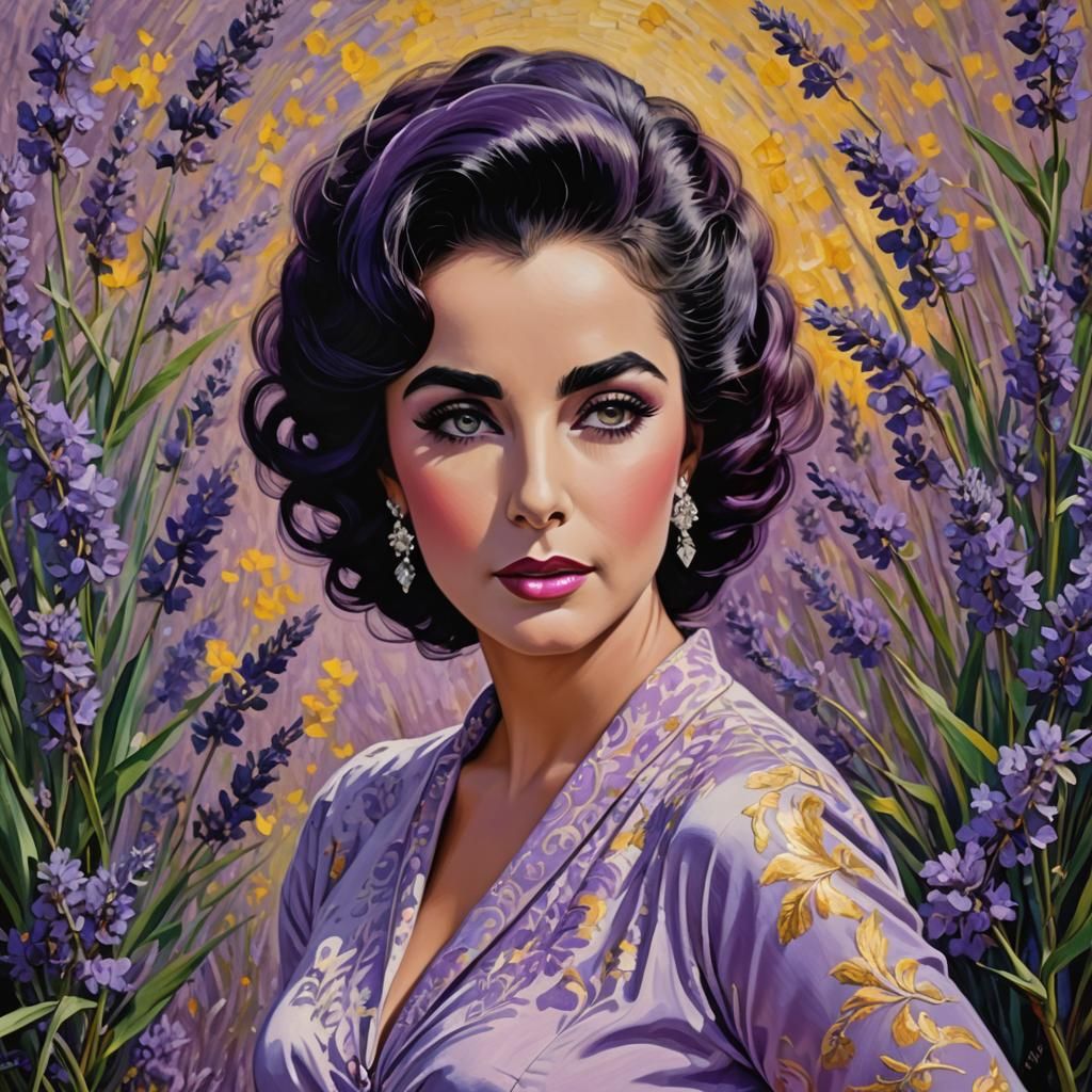 Lavender Portrait in Post-Impressionistic Style