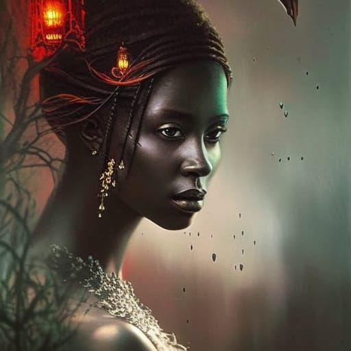 Young African Ghost in Photorealistic Matte Painting