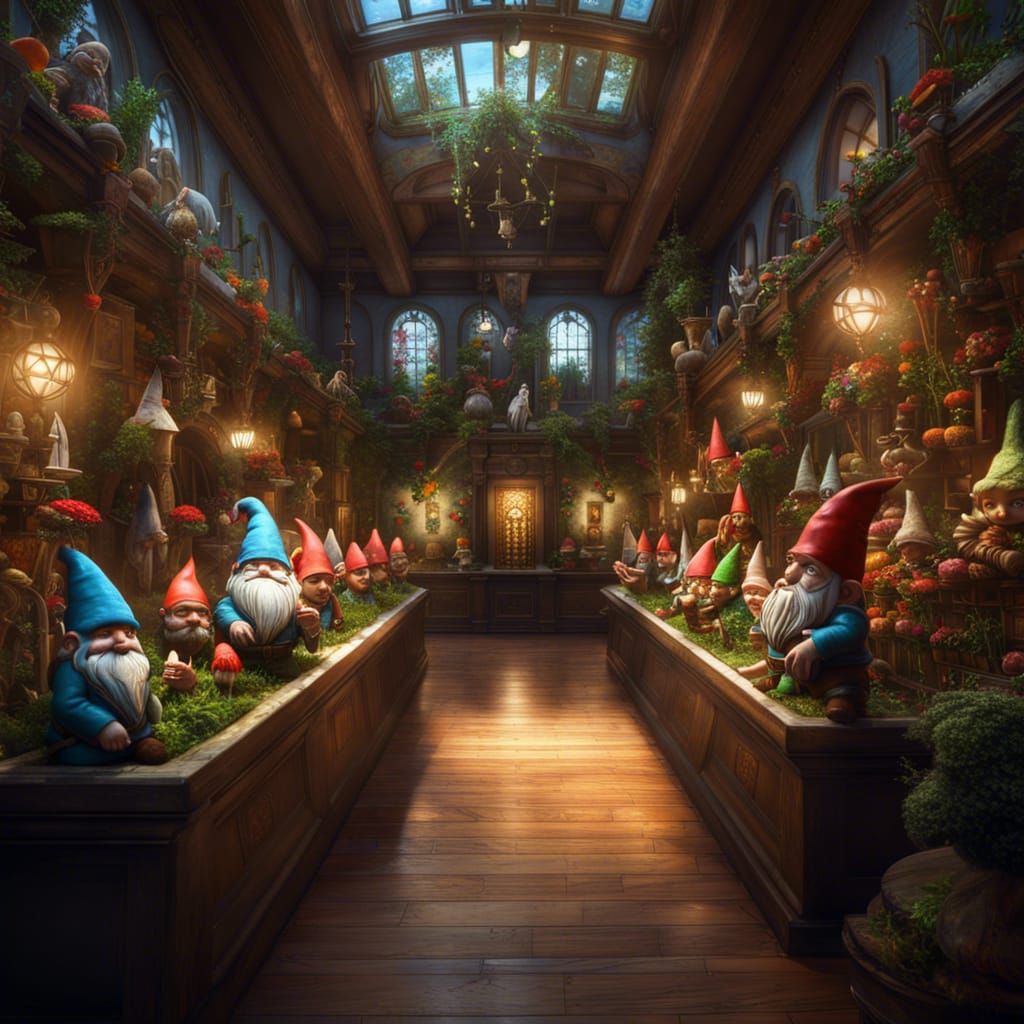 Museum of Garden Gnomes: Detailed Digital Art