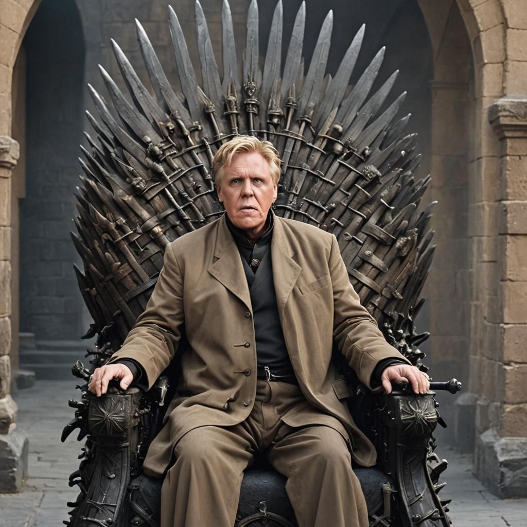 Actor on Iron Throne in Fantasy TV Series Style
