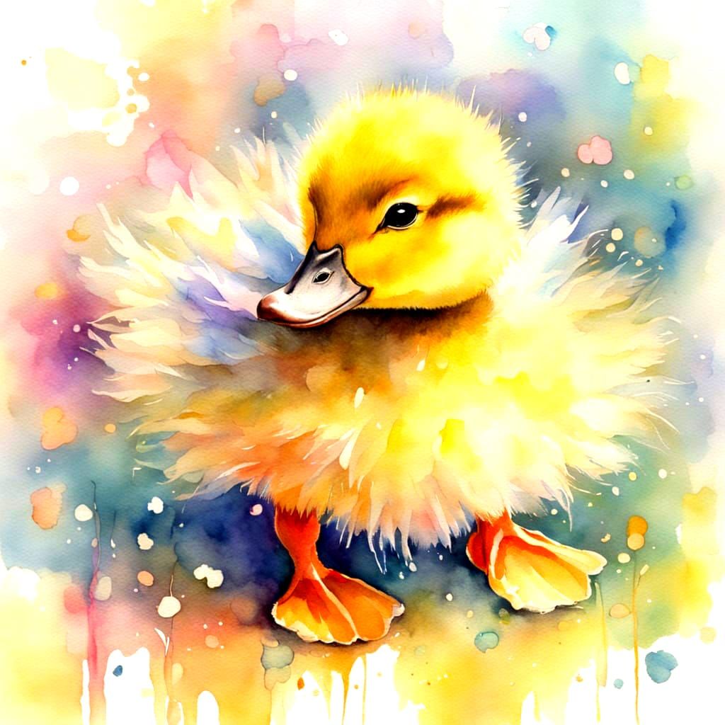 Dancing Duckling in Watercolor Tutu