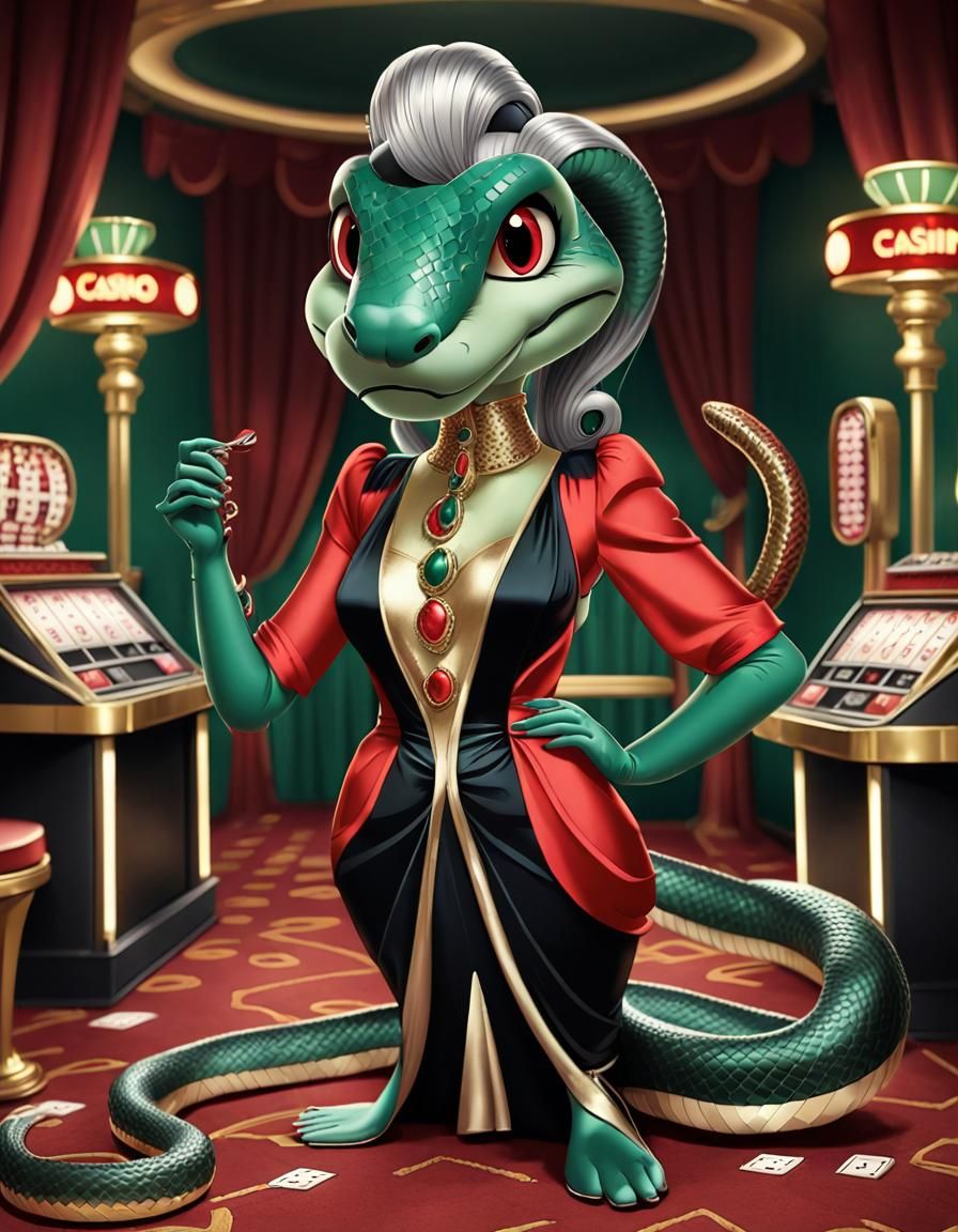 Retro Cartoon Snake in 1920s Casino Style