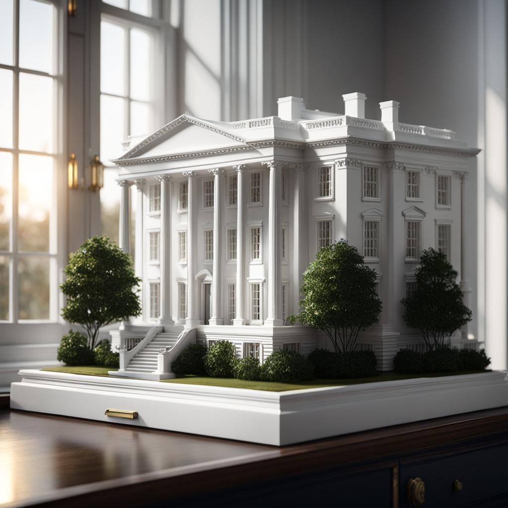 Miniature White House: 3D Render, Cinematic Lighting