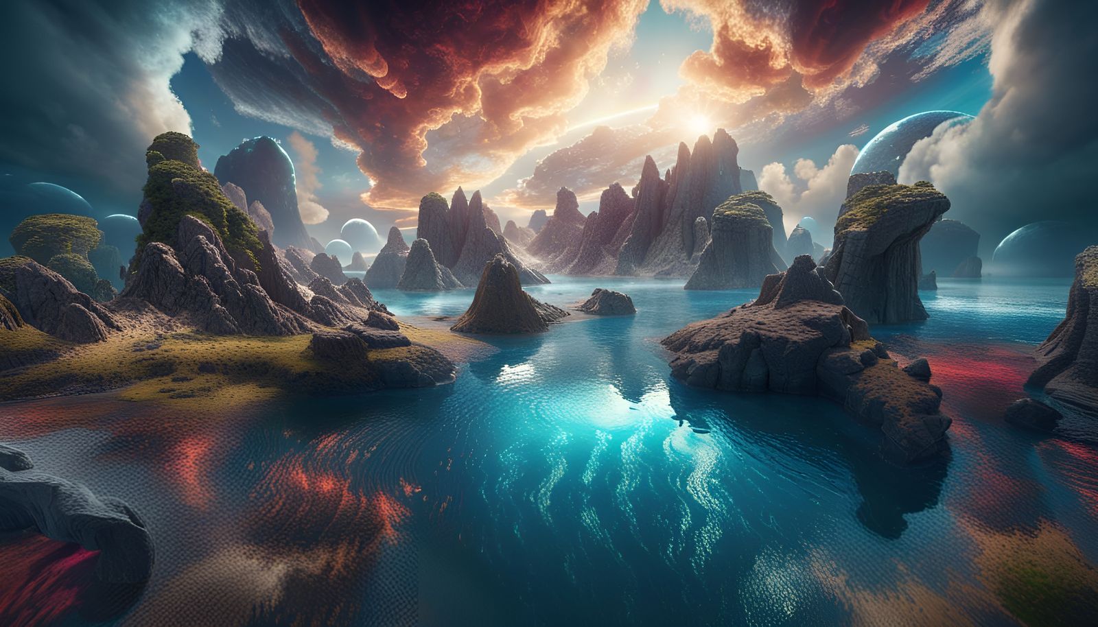 God Creating Earth and Water in HDR