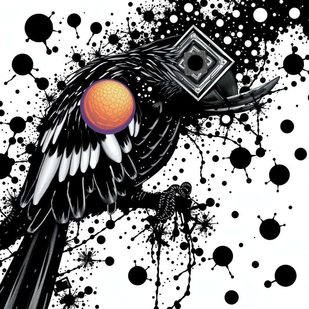 Rorschach Art Parrot in Black Ink