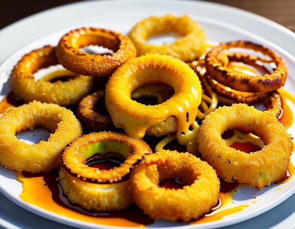 Crispy Onion Rings Still Life in Golden Light
