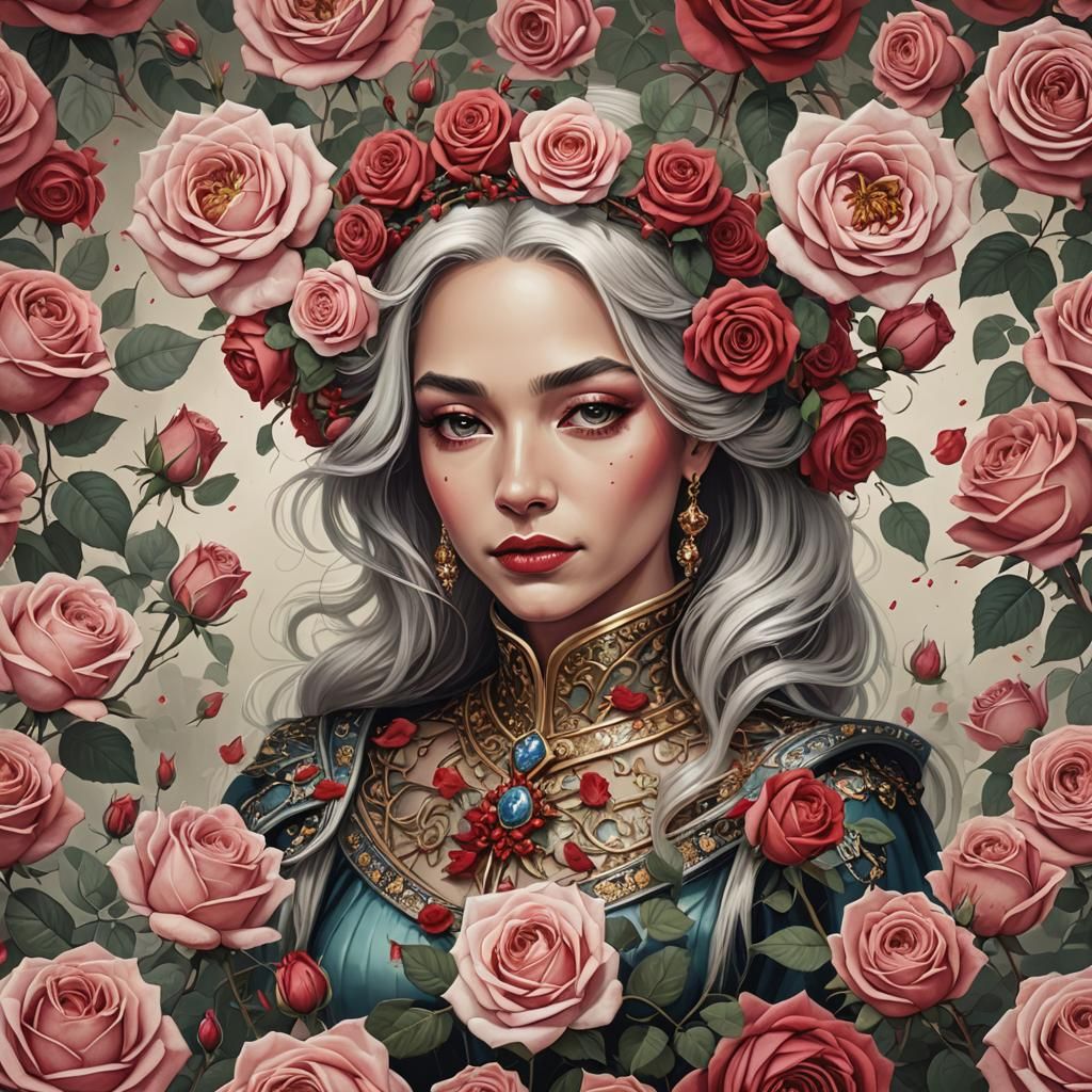 Elegant Queen of Roses AI Image