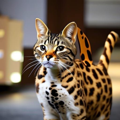 Angry Cat wearing giraffe costume