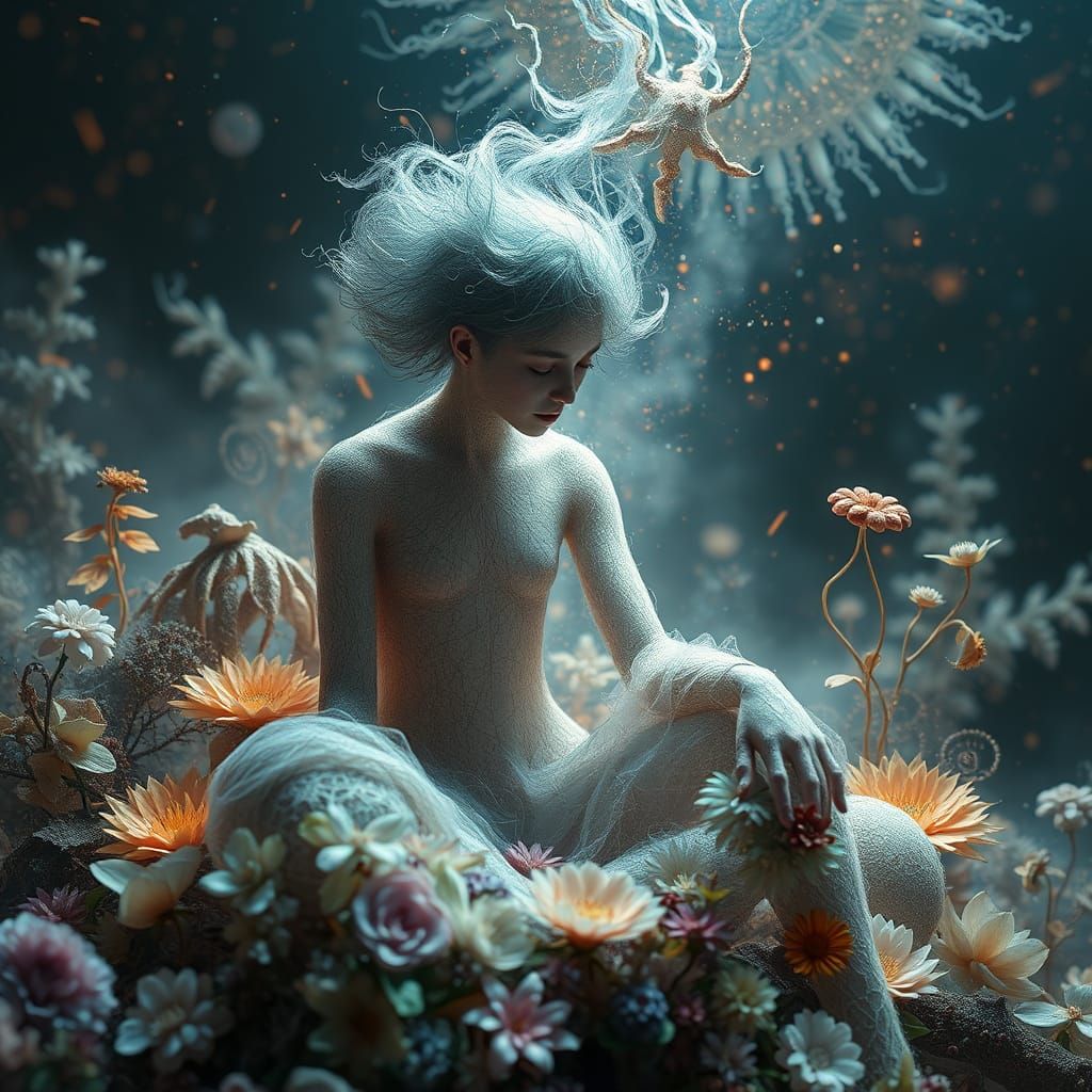 Enigmatic Figure in a Dreamlike Landscape