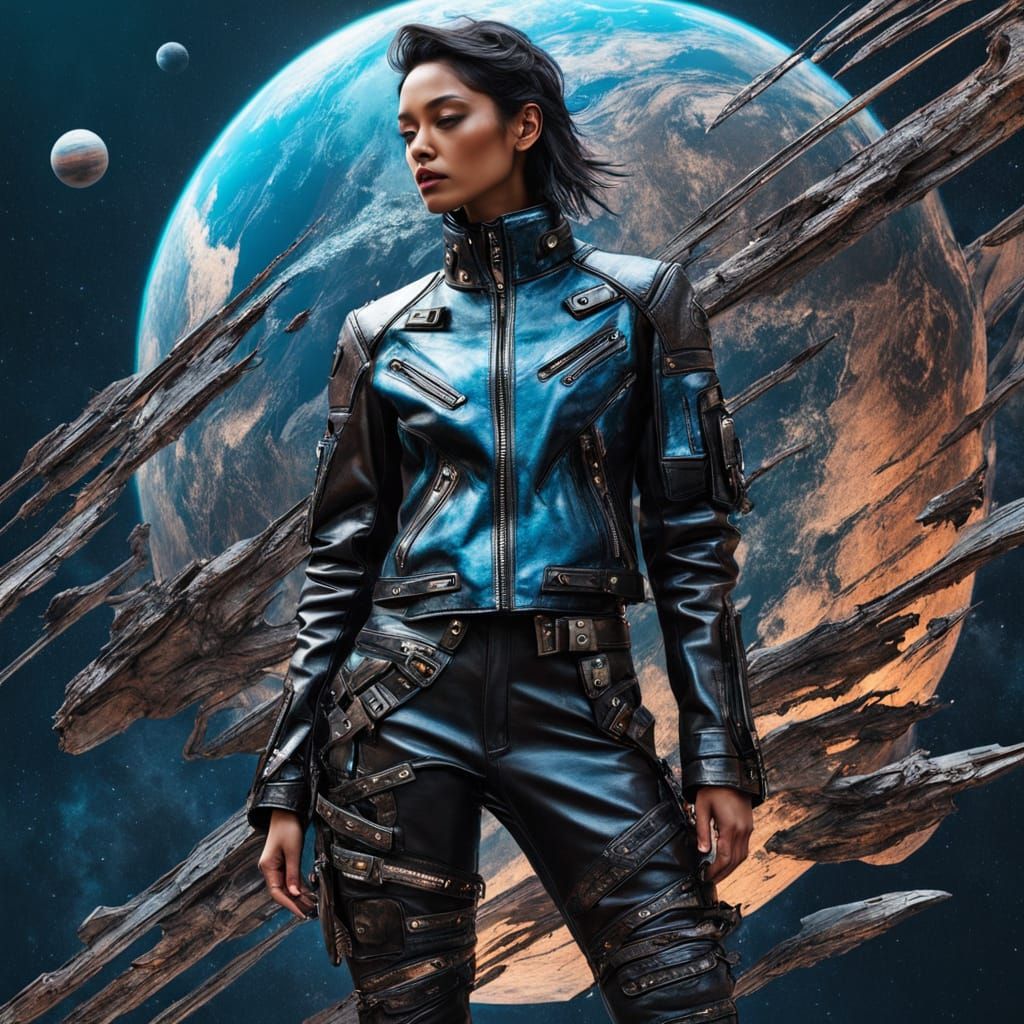 Cool cosmo style background for leather fashion photo