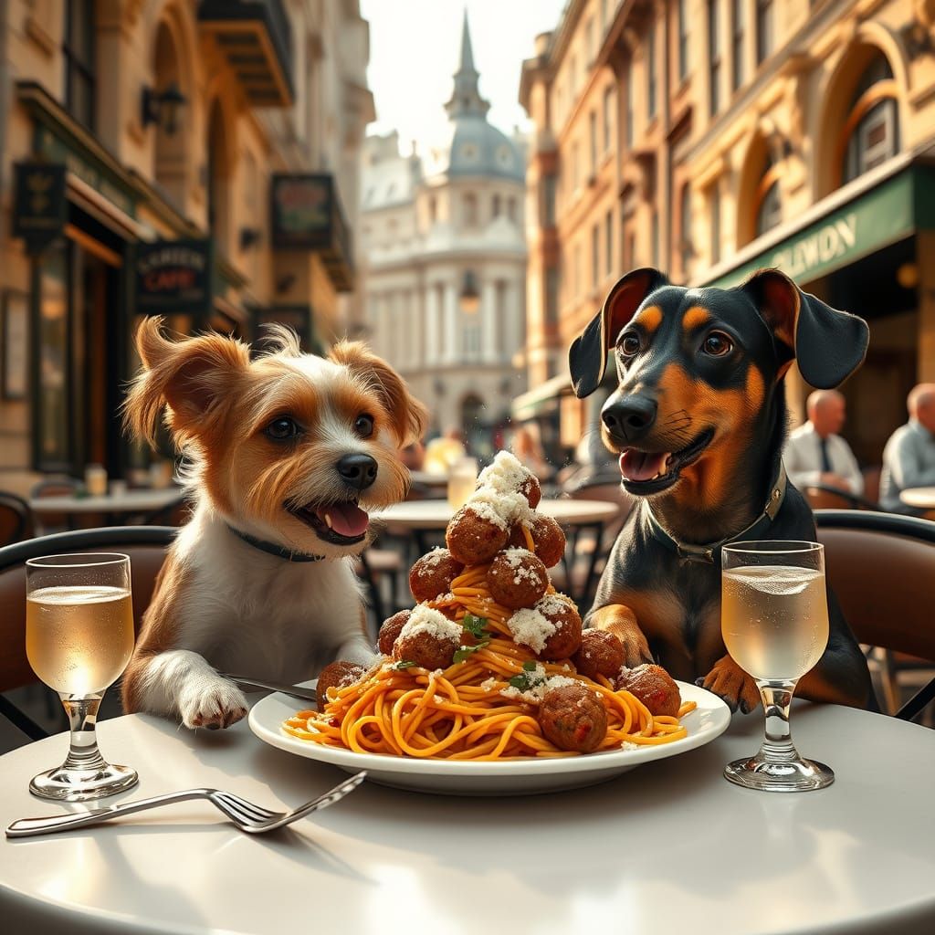 Playful Dogs Enjoy Italian Feast in London's Victorian Heart