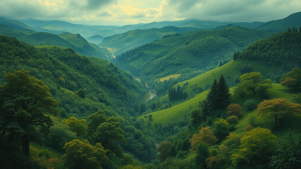 Green Landscape Inspired by Hudson River School