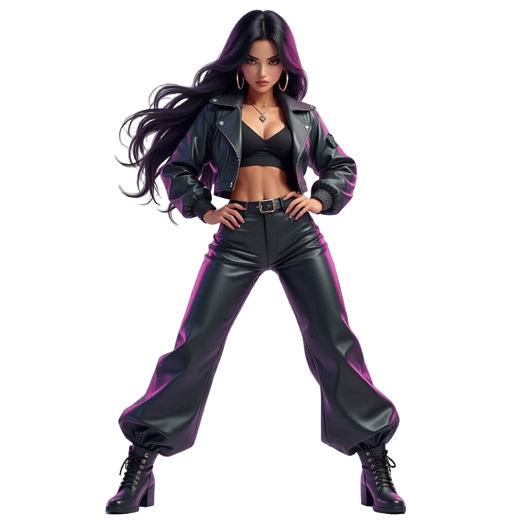 Anime 3D Shakira in Pants on Black Background