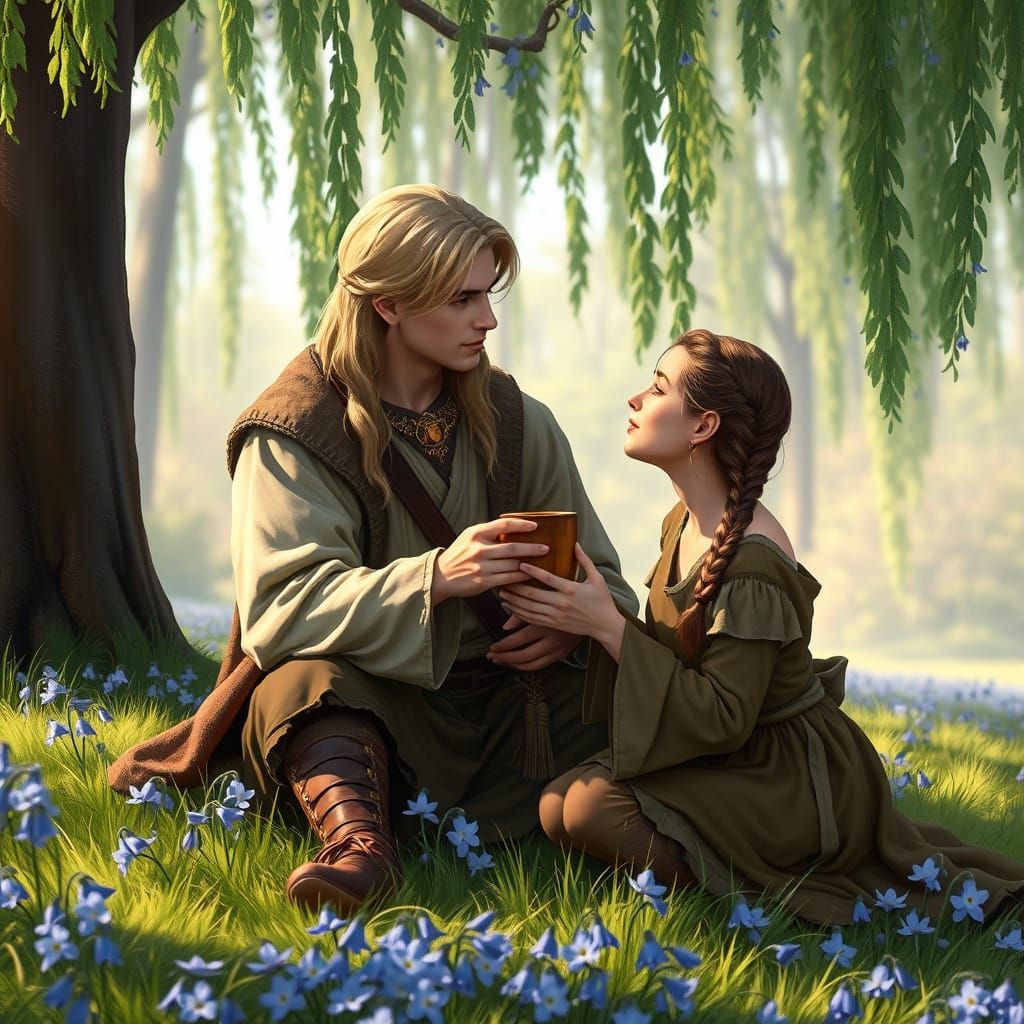 Young Fantasy King Surrounded by Nature