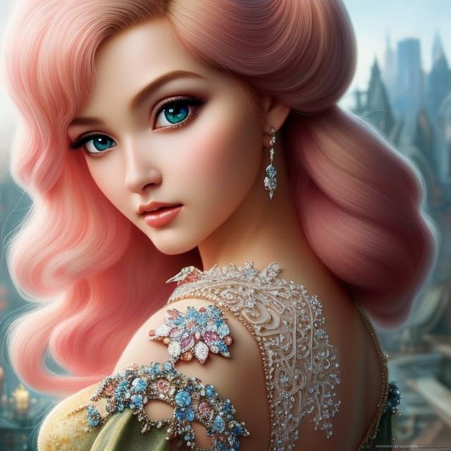 Photorealistic Princess Peach Portrait in Digital Art Style