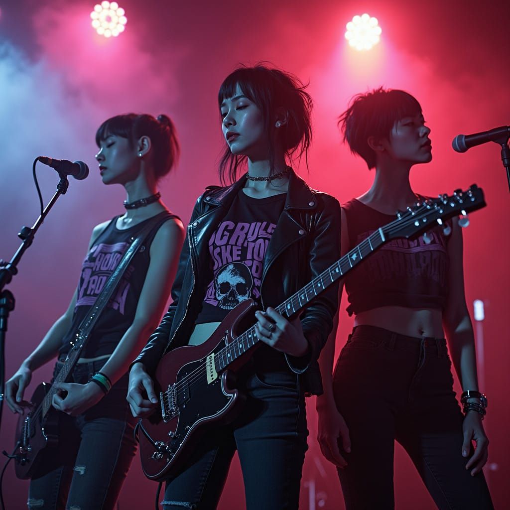 Pixie Rock Band Performs in Smoky Punk Venue