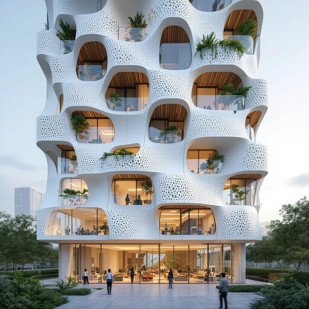 Futuristic Organic Apartment Block with Waved Petals