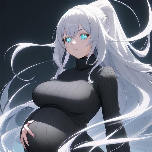 Pregnant Anime Girl with Crystal Eye in 3D Art